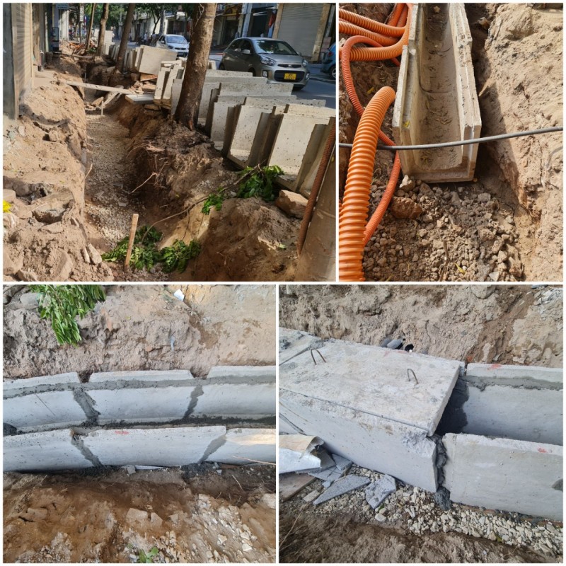 Rãnh thoát nước tuyến đương Phan Đăng Lưu quá trình thi công