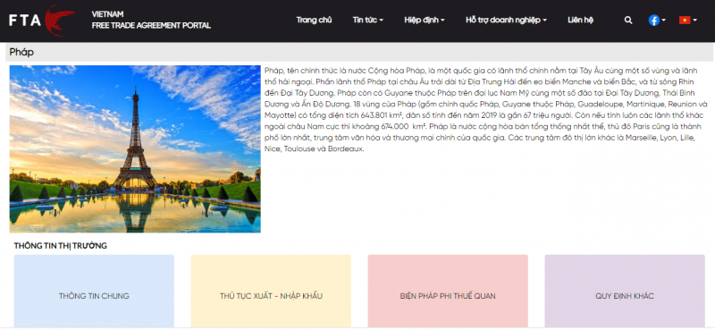 FTAP cung cấp những thông tin chung nhất về thị trường Pháp