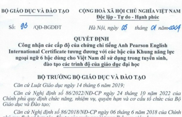 Có thêm chứng chỉ tiếng Anh được Bộ Giáo dục và Đào tạo công nhận