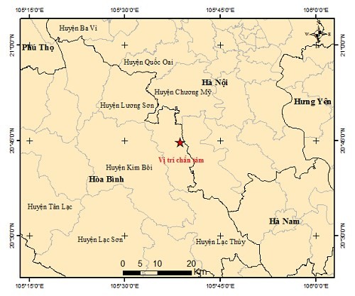 Xảy ra động đất 2.8 độ richter ở Hòa Bình