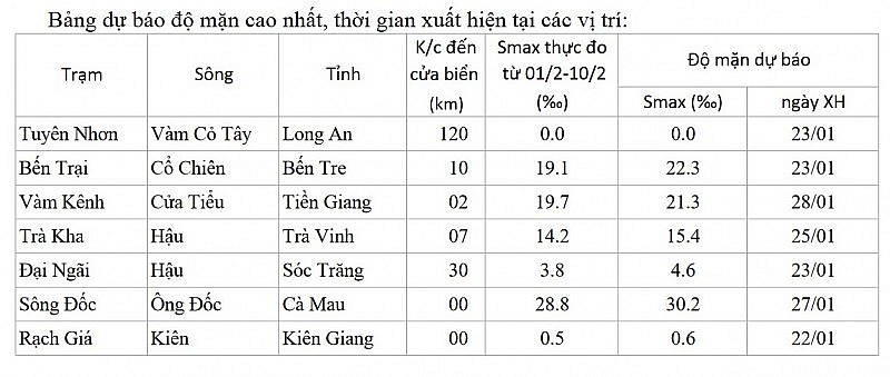 TP. Hồ Chí Minh và Đồng bằng sông Cửu Long đối mặt với xâm nhập mặn sâu