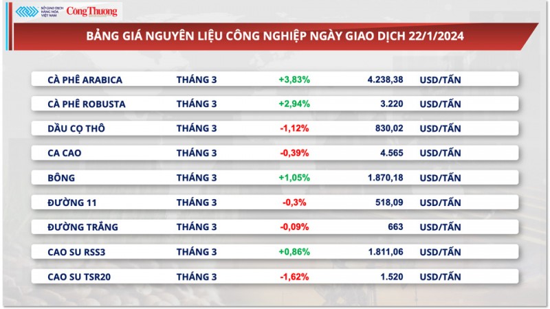 Thị trường hàng hóa hôm nay ngày 23/1/2024: Dòng tiền đầu tư đạt mức cao kỷ lục từ đầu năm