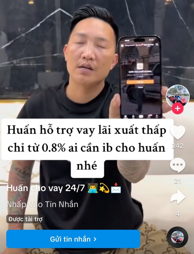 Lại xuất hiện clip sử dụng hình ảnh Huấn Hoa Hồng quảng cáo cho vay tiền