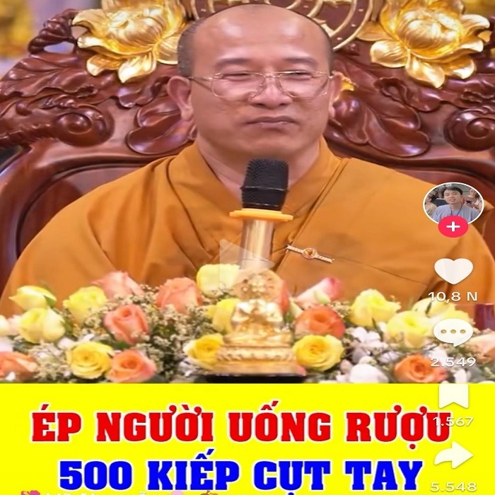 Cần phê phán phát ngôn ‘ép người uống rượu, kiếp sau bị cụt tay’ của Thích Trúc Thái Minh