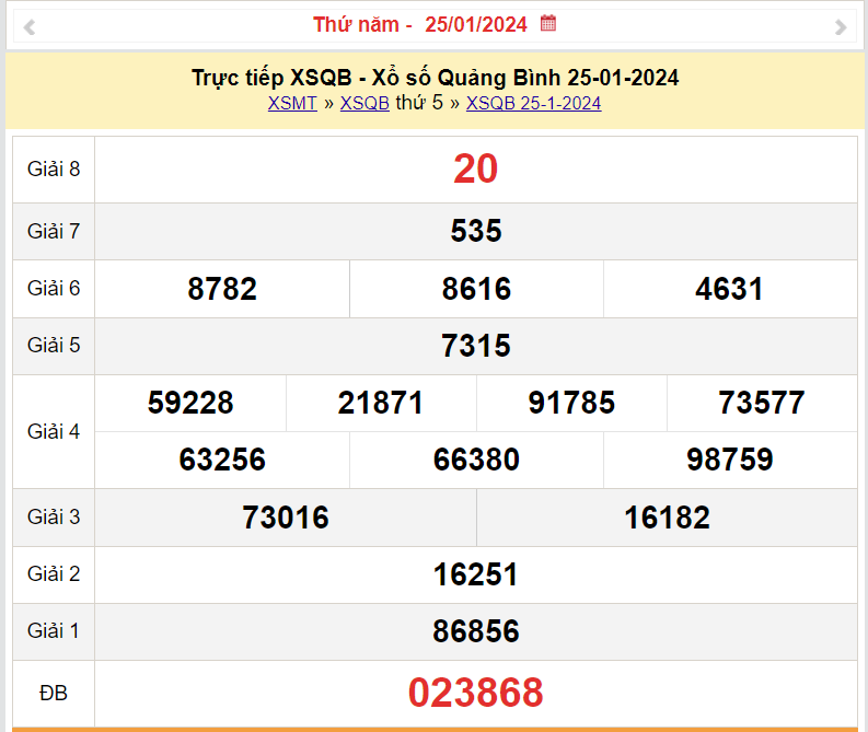 XSQB 25/1, Kết quả xổ số Quảng Bình hôm nay 25/1/2024, KQXSQB Thứ Năm ngày 25 tháng 1