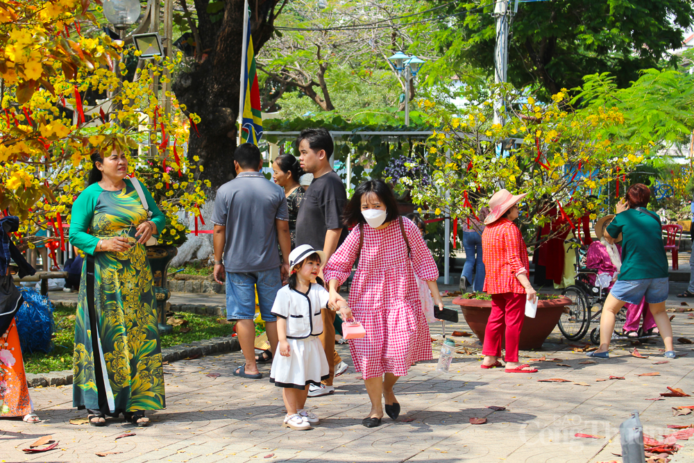 Người dân, du khách nô nức du xuân đường hoa Tết tại Nha Trang