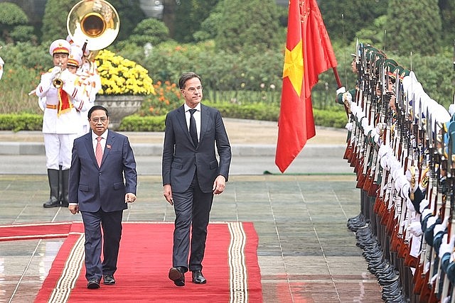 Thủ tướng Chính phủ Phạm Minh Chính chủ trì đón Thủ tướng Chính phủ 9 nước thăm Việt Nam. Trong ảnh, Thủ tướng Phạm Minh Chính chủ trì lễ đón chính thức Thủ tướng Hà Lan Mark Rutte thăm chính thức Việt Nam vào tháng 11/2023- Ảnh: VGP/Nhật Bắc