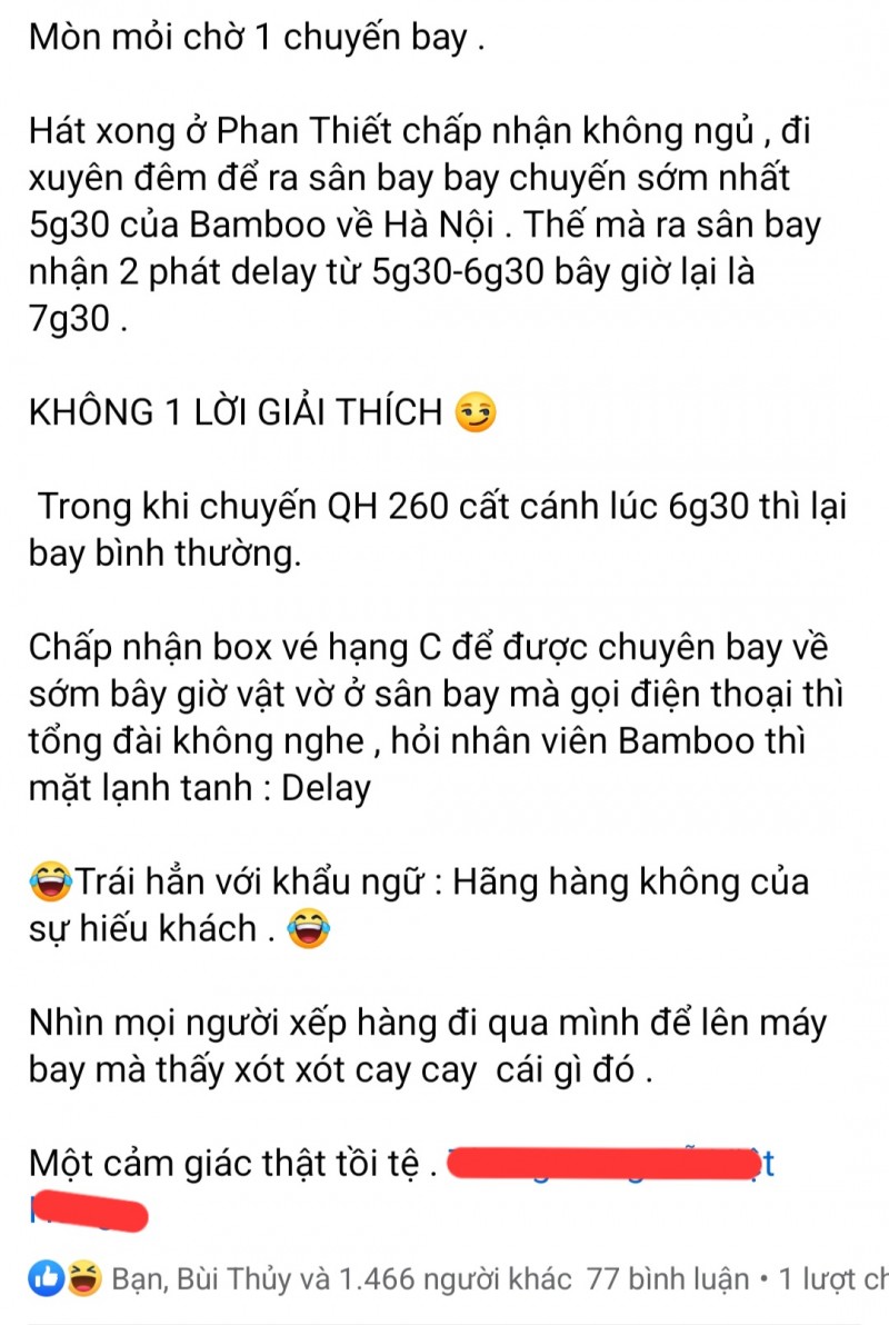 Bamboo Airways bị ca sĩ nổi tiếng than phiền về chất lượng dịch vụ