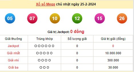 Vietlott 25/2, kết quả xổ số Vietlott hôm nay 25/2/2024, Vietlott Mega 6/45 25/2