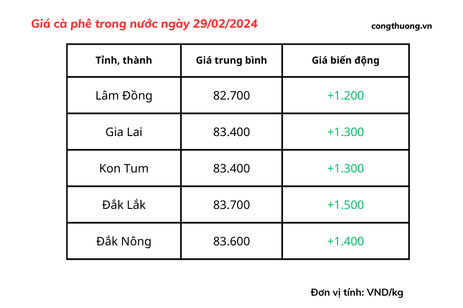 Giá cà phê hôm nay, 29/2/2024: Giá cà phê trong nước tiếp tục tăng cao