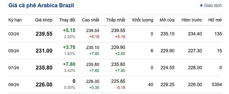 Giá cà phê mới nhất ngày 8/3/2024