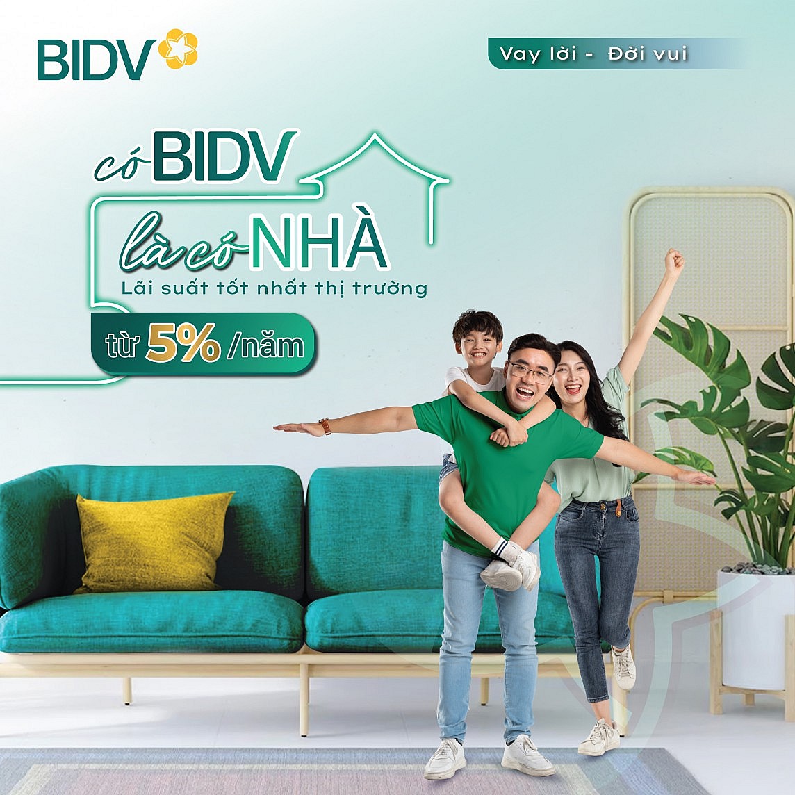 Vay mua nhà lãi suất từ 5%/năm tại BIDV