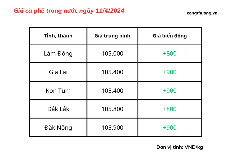 Giá cà phê hôm nay, 11/4/2024: Giá cà phê trong nước tiếp tục tăng