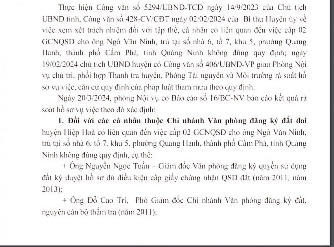 Bắc Giang: Nhiều cán bộ của huyện Hiệp Hòa phải kiểm điểm trách nhiệm liên quan đất đai