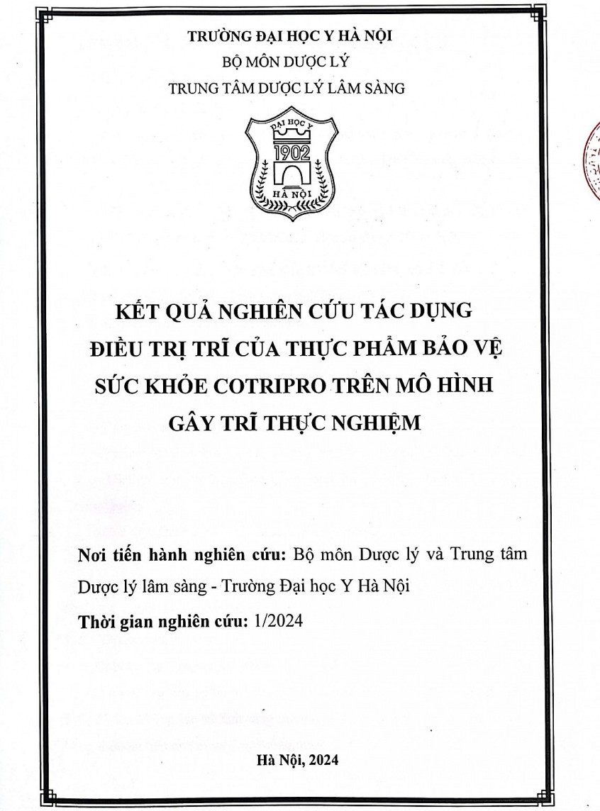 Công bố nghiên cứu tác dụng hỗ trợ điều trị trĩ của CotriPro tại Đại học Y Hà Nội