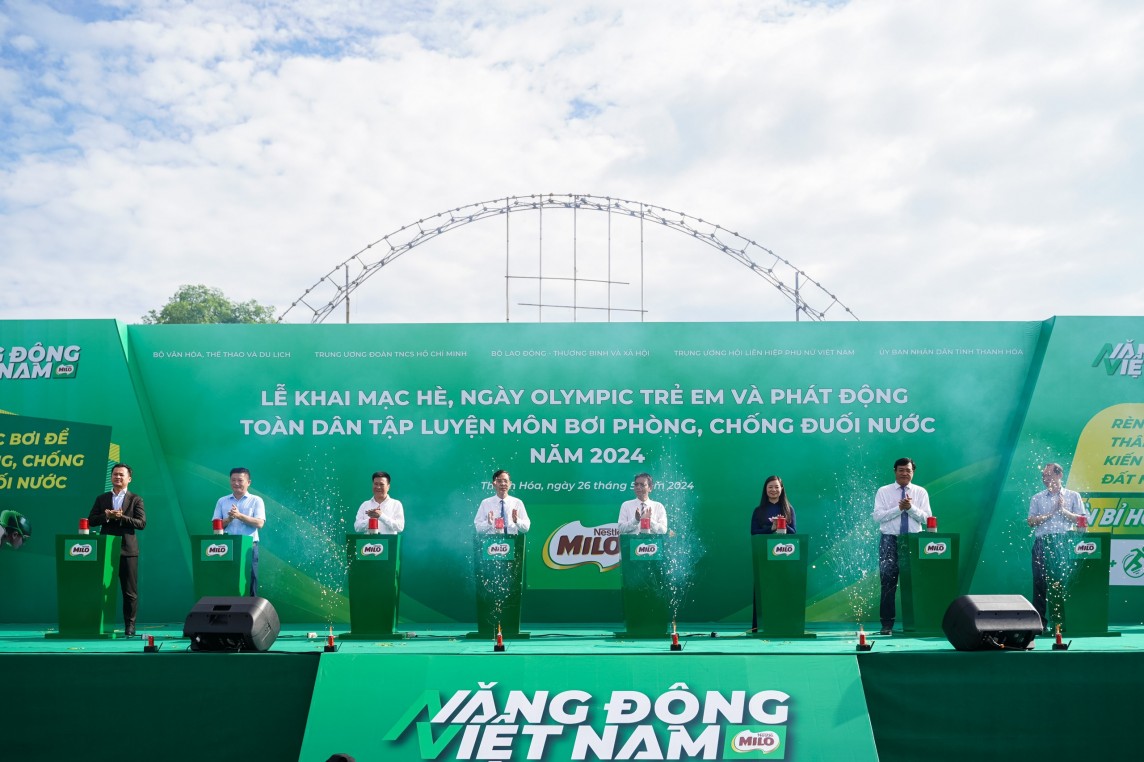 Nestlé MILO đồng hành cùng Lễ phát động toàn dân tập luyện môn bơi phòng, chống đuối nước năm 2024