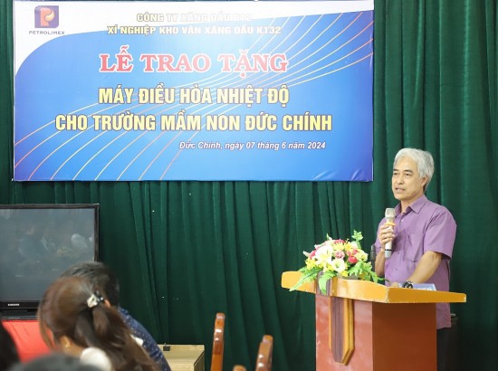 xi nghiep kho van xang dau k132 trao tang dieu hoa nhiet do cho truong mam non xa duc chinh