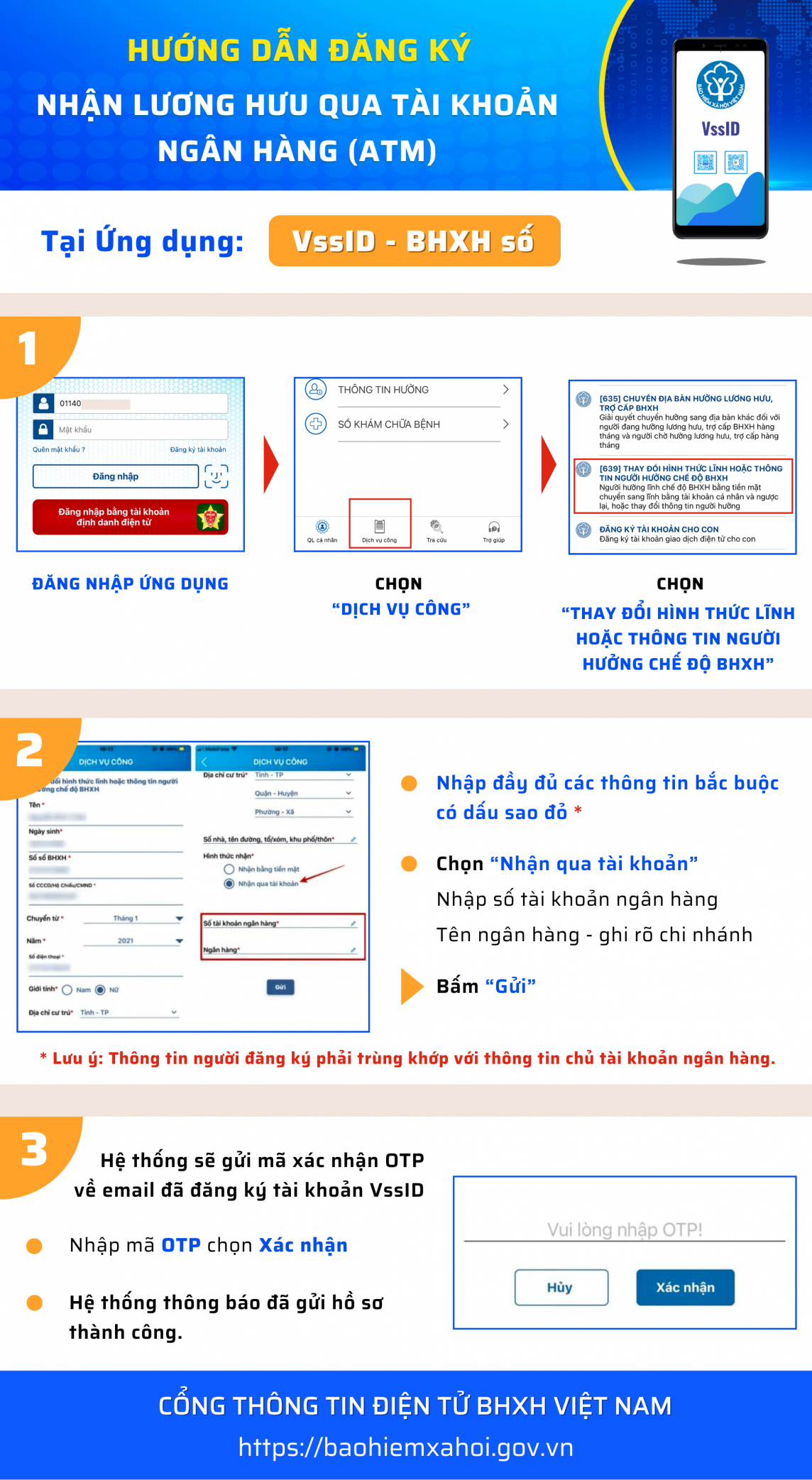 Cách đăng ký nhận lương hưu, trợ cấp bảo hiểm xã hội qua tài khoản tại VssID