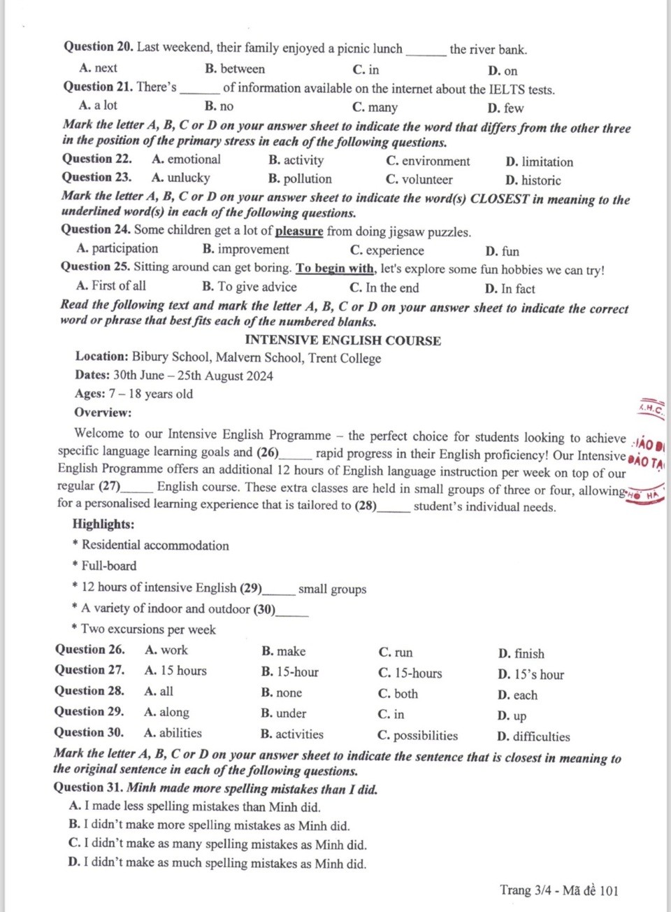 Hà Nội công bố đáp án chính thức các môn thi lớp 10