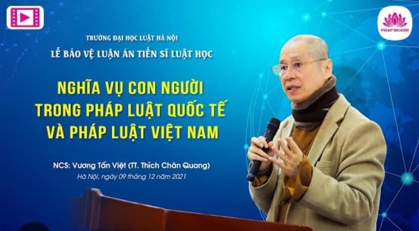 Đại học Luật Hà Nội lên tiếng về bằng tiến sĩ của Thượng tọa Thích Chân Quang sau ồn ào trên mạng xã hội.