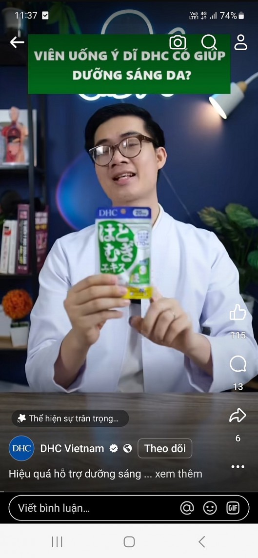 Loạt bác sĩ quảng cáo sản phẩm cho DHC trên trang facebook DHC Vietnam