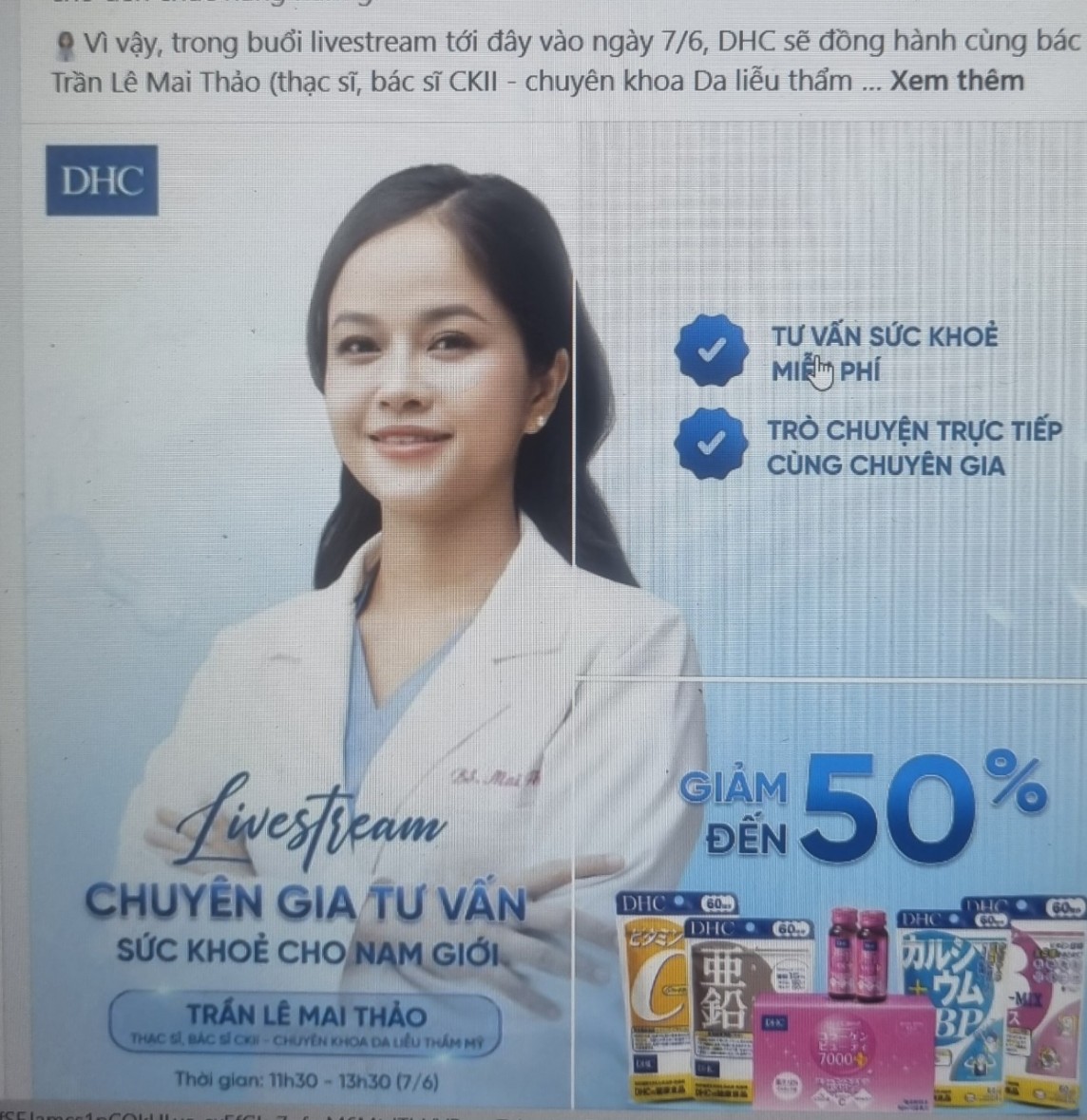 Loạt bác sĩ quảng cáo sản phẩm cho DHC trên trang facebook DHC Vietnam