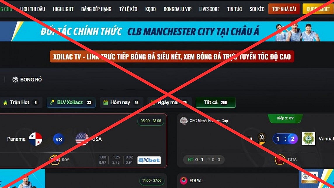 Kênh “Xôi Lạc” thường xuyên phát live lậu các trận đấu bóng đá “dụ” người chơi cá cược cho nhà cái 8Xbet. (Ảnh chụp lại từ wesite của Xôi Lạc).
