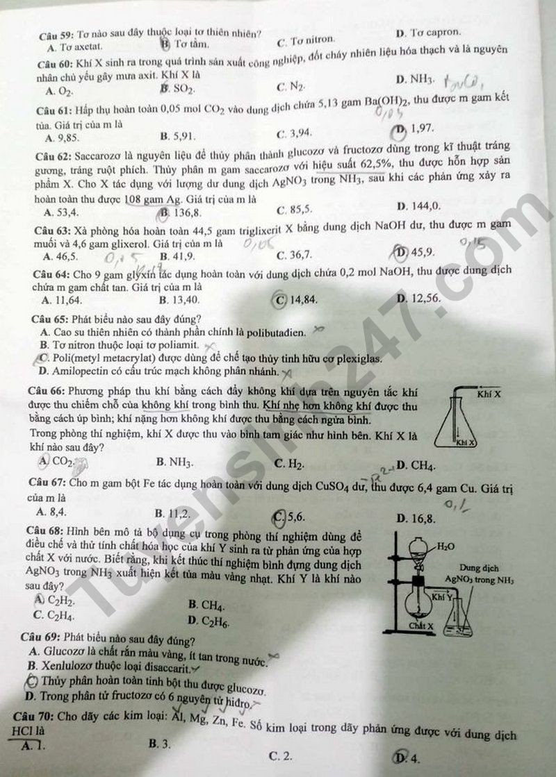 Cập nhật Đề thi và đáp án môn Hoá học mã đề 205 tốt nghiệp THPT 2024