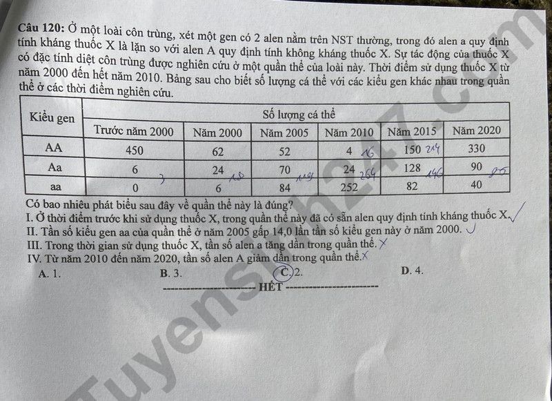 Cập nhật đề thi và đáp án môn Sinh học mã 202 kỳ thi tốt nghiệp THPT 2024