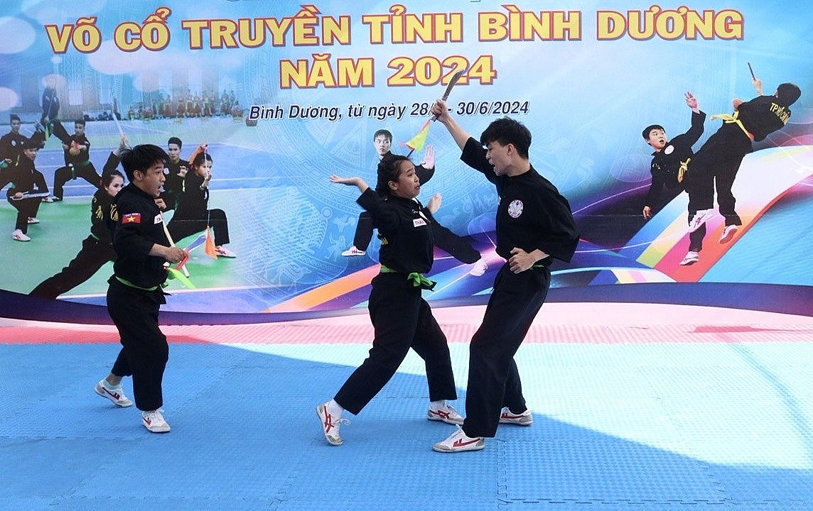 Hơn 100 vận động viên tranh tài giải Võ cổ truyền Bình Dương năm 2024