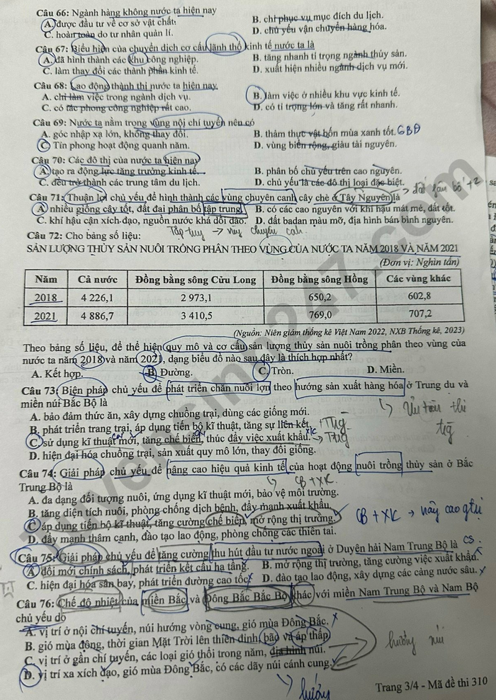 Cập nhật đề thi và đáp án môn Địa lý mã 310 kỳ thi tốt nghiệp THPT 2024