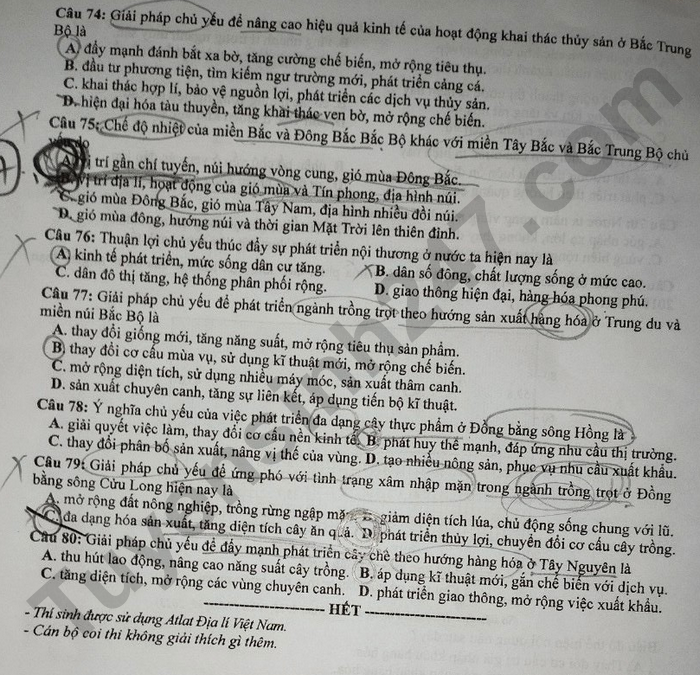 Cập nhật đề thi và đáp án môn Địa lý mã 317 kỳ thi tốt nghiệp THPT 2024