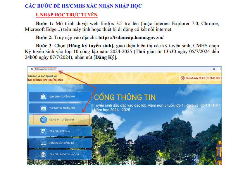 Chi tiết các bước xác nhận nhập học lớp 10 THPT công lập tại Hà Nội