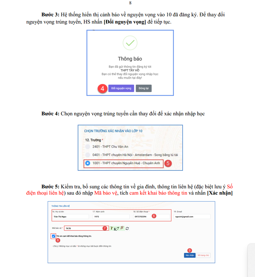 Chi tiết các bước xác nhận nhập học lớp 10 THPT công lập tại Hà Nội