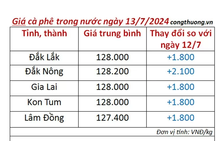 Giá cà phê hôm nay 13/7/2024: Giá cà phê