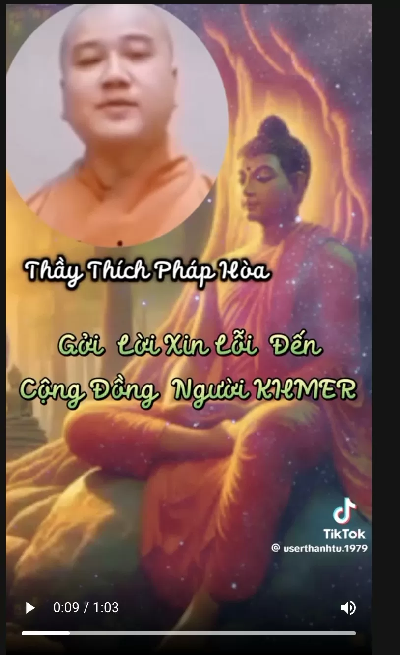 Sư Thích Pháp Hòa xin lỗi người Khmer: Người tu hành cần nêu gương thúc đẩy đoàn kết dân tộc, tôn giáo