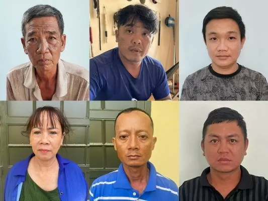 Các đối tượng: Bùi Văn Hoàng, Lê Thanh Liêm, Trần Gia Huy, Ông Thị Hoa, Thạch Sà Lệt, Lâm Quốc Sĩ (từ trái sang, từ trên xuống)