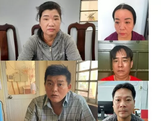 Các đối tượng: Bùi Thu Hà, Dương Nhựt Quế, Nguyễn Thị Cúc, Huỳnh Văn Lến, Đổ Bé Hoàng (từ trên xuống, từ trái sang)