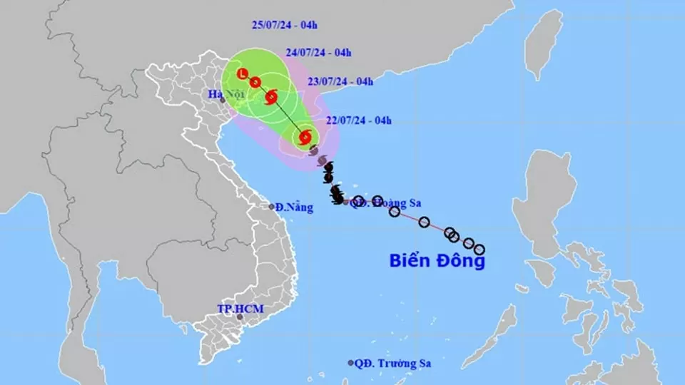 Vị trí và hướng di chuyển của bão số 2. (Nguồn: nchmf.gov.vn)