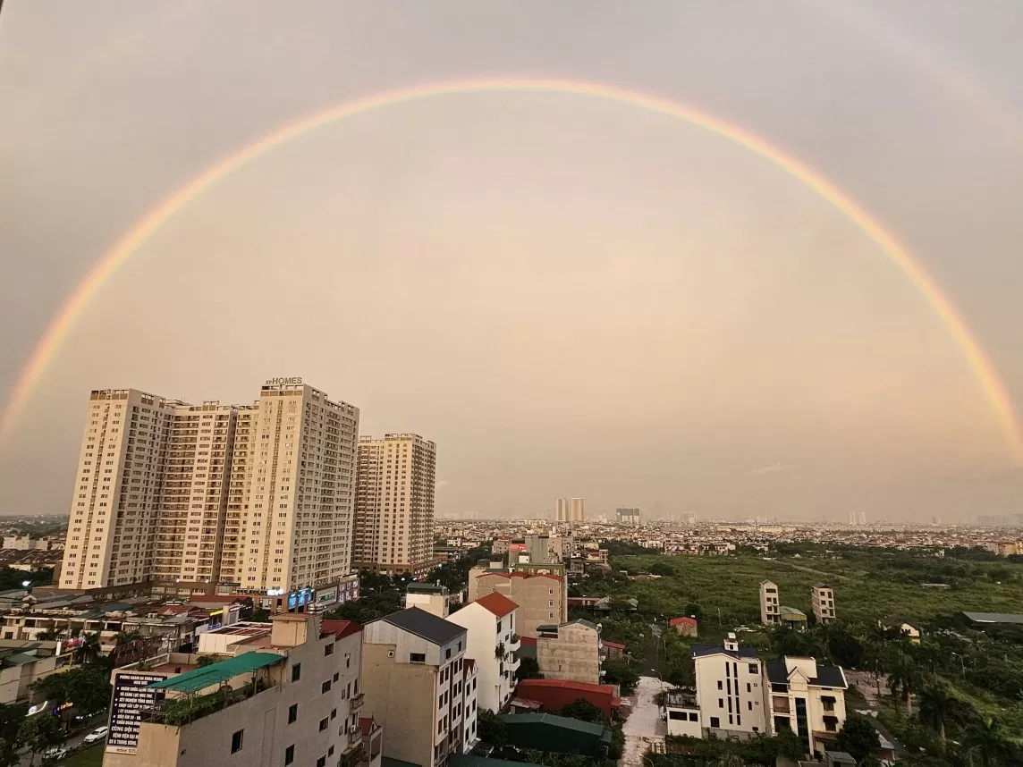 Hà Nội: Cầu vồng kép - hiện tượng thiên nhiên kỳ thú