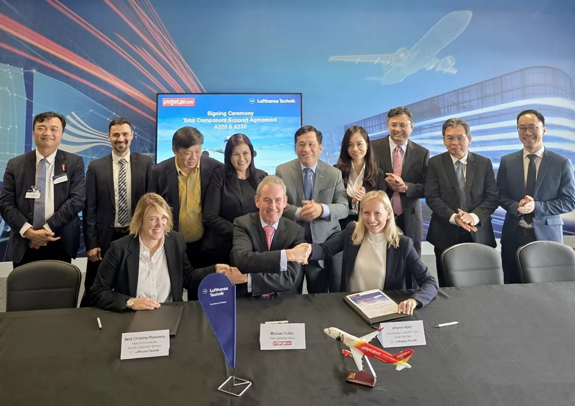 Vietjet và Lufthansa Technik ký kết thỏa thuận độc quyền toàn diện về dịch vụ vật tư phụ tùng cho máy bay