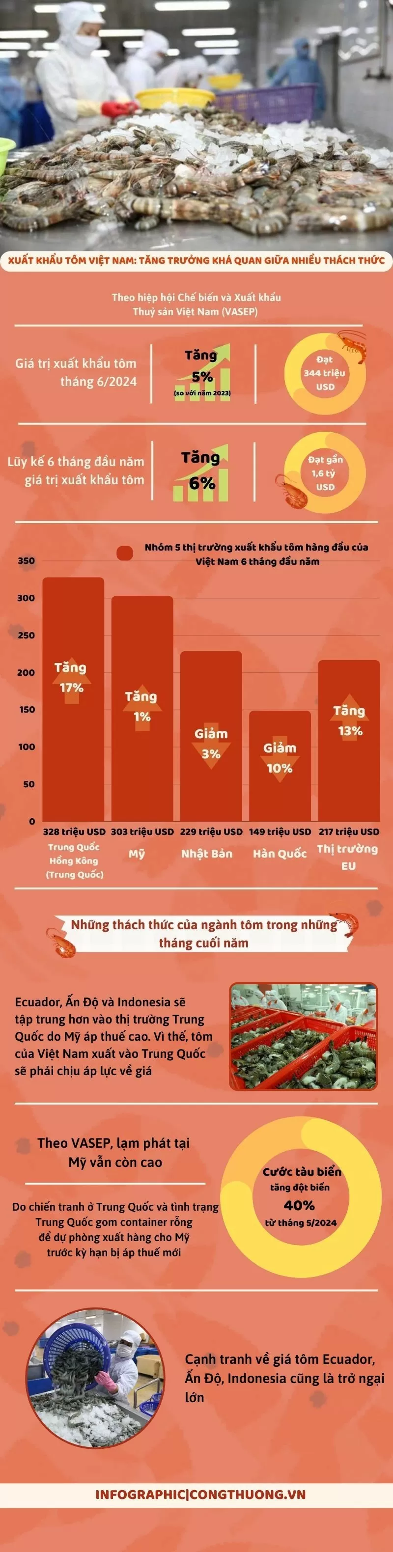 Infographic | Xuất khẩu tôm Việt Nam: Tăng trưởng khả quan giữa nhiều thách thức