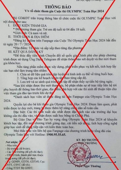 canh bao viec gia mao van ban thi olympic toan hoc