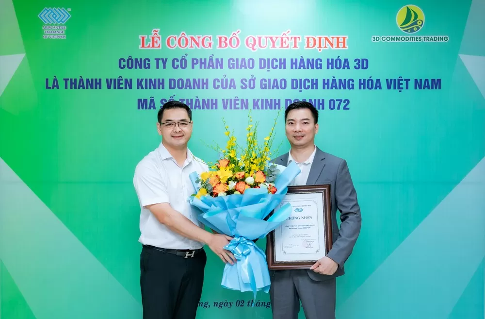 Ban hành quyết định công nhận tư cách thành viên kinh doanh của Công ty CP Giao dịch Hàng hóa 3D