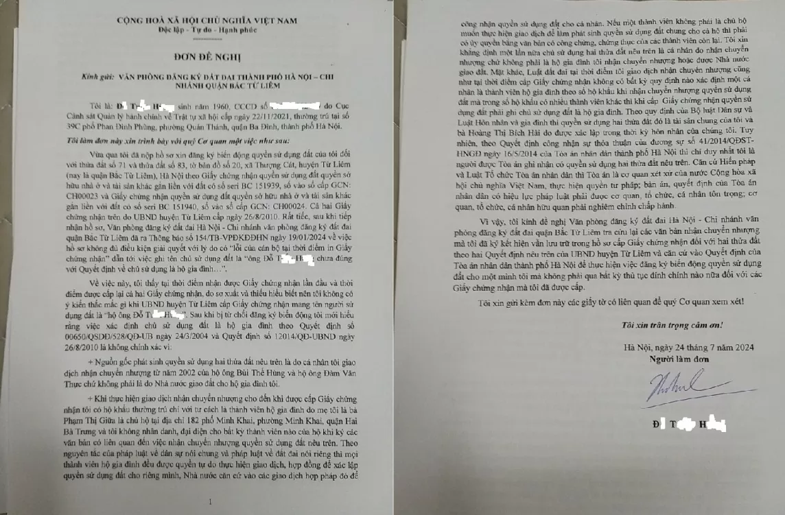 VPĐKĐĐ Hà Nội (chi nhánh Bắc Từ Liêm): Từ chối giải quyết hồ sơ công dân vì lỗi in giấy chứng nhận?