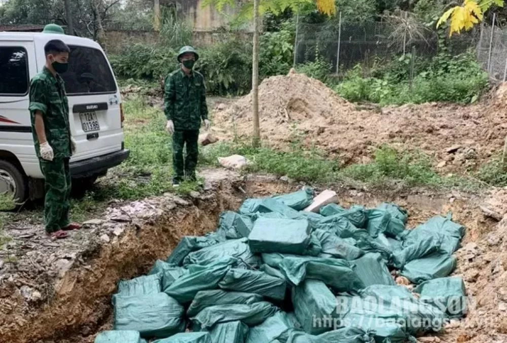 Bộ đội Biên phòng Lạng Sơn tiêu hủy lượng lớn chân gà không rõ nguồn gốc