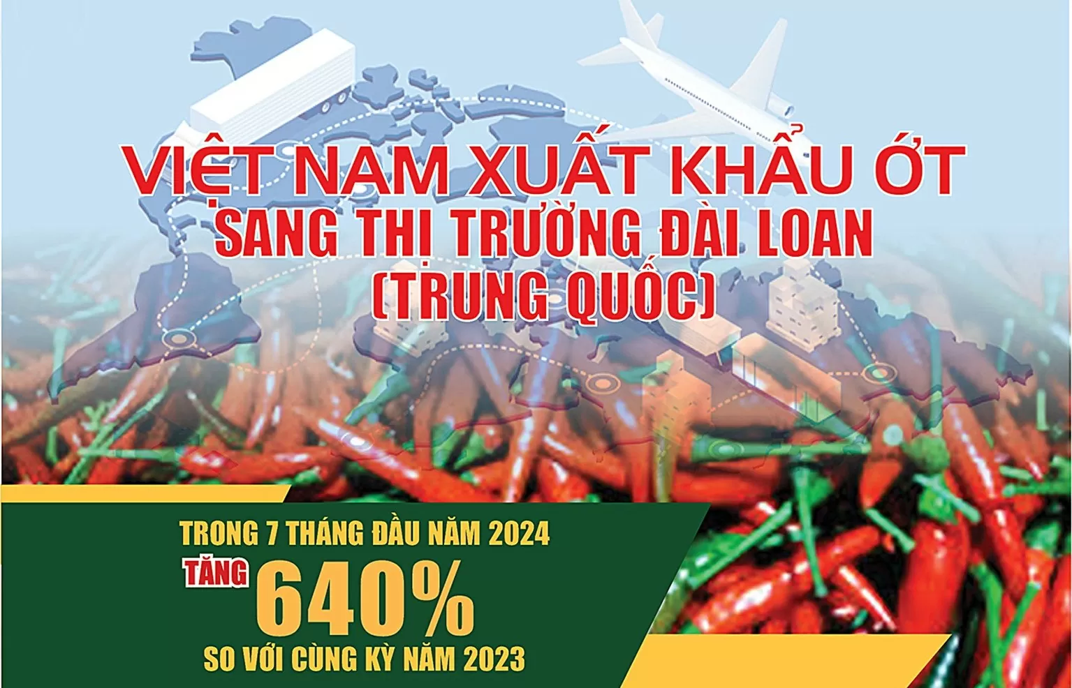 Infographic | Xuất khẩu ớt sang thị trường Đài Loan (Trung Quốc) tăng 640%