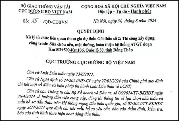 Làm giả thông tin hồ sơ dự thầu, Công ty Đầu tư Xây dựng Tây Nam bị cấm đấu thầu 3 năm