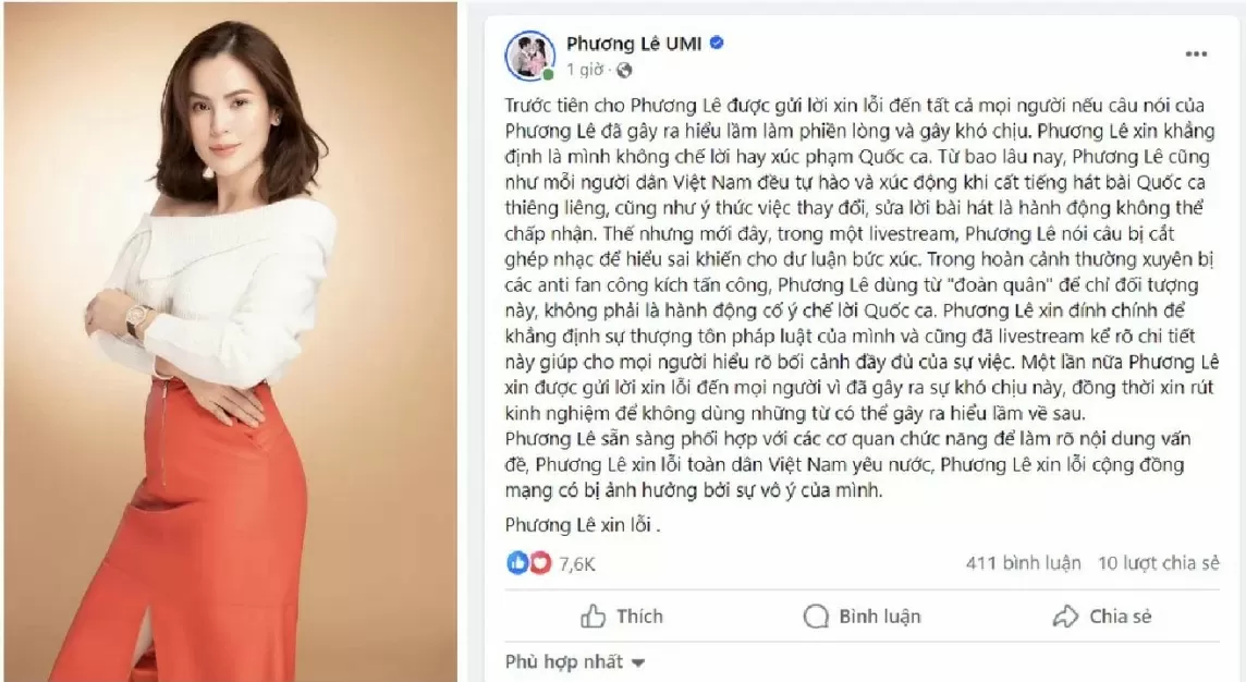 Hoa hậu Phương Lê cùng loạt nghệ sĩ bị đặt dấu hỏi về lòng yêu nước: Đừng chỉ xin lỗi cho xong