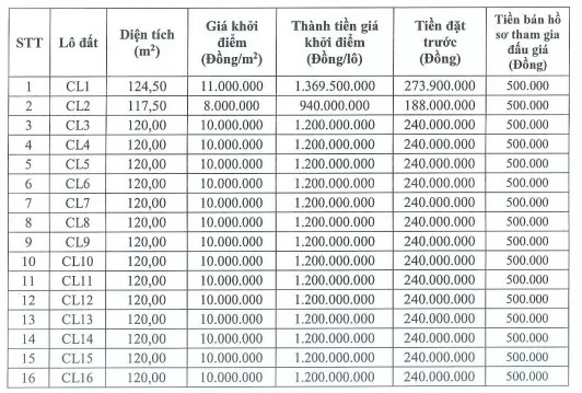 Nam Định: Đấu giá 62 lô đất liền kề tại Giao Thủy, giá khởi điểm thấp nhất 8 triệu đồng/m2